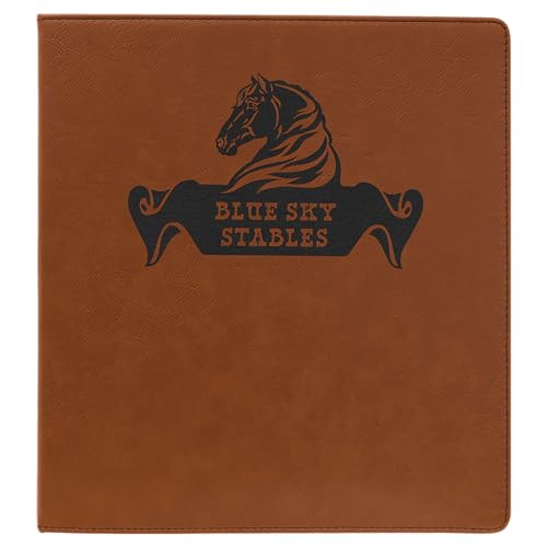 Custom Logo Three Ring Binder Permanently Engraved (Rawhide with Black)