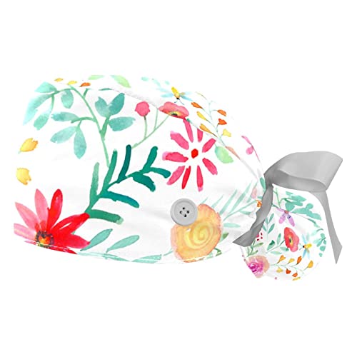 Chapeaux bouffants JDEZ x2 avec motifs fleurs d'aquarelle colorées pour hommes et femmes