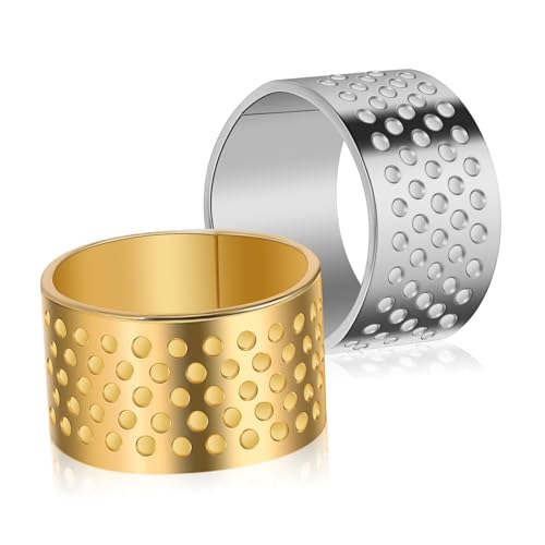 HOMSFOU Metal Sewing Thimble Needle Shield Fingertip Protector for Hand Embroidery Craft Projects