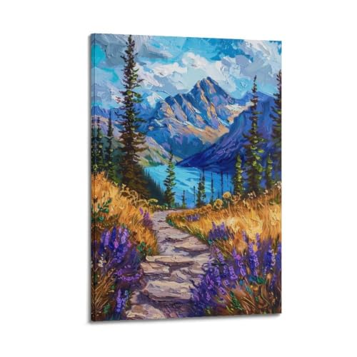 Tableau lake impasto landscape grand format pour habiller un mur vide
