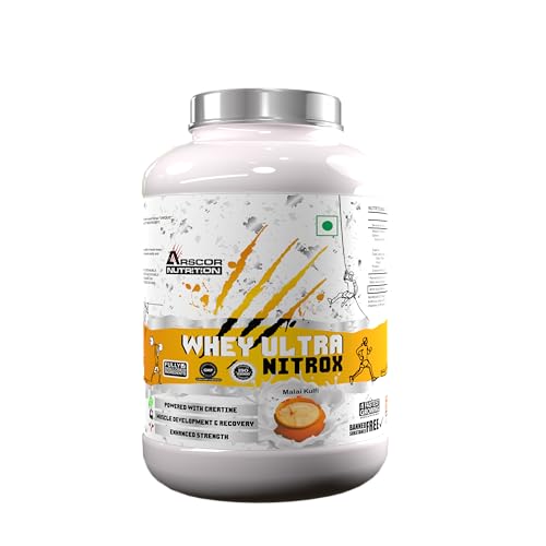 Image of Whey Ultra Nitrox by Arscor Nutrition | 24g Whey Protein + 2g Creatine Monohydrate | Lean Muscle, Strength & Recovery | No Sugar, Low Fat | Post Workout Protein Supplement (2 kg, Malai Kulfi)