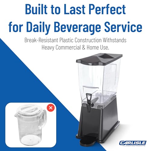 Image of Carlisle FoodService Products Trimline Rectangular Beverage Dispenser with Stand - 3.5 Gallon Catering Drink Dispenser with Spigot, Polycarbonate (PC), Black, Perfect for Parties, Events, Buffets