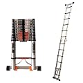 Telesladder Industrial-Grade Extendable Ladder with Stabiliser Bar, Sturdy Heavy Duty Portable Retractable Ladder for Cargo/Rooftops, Supports 150Kg/2.2M/7.2Ft