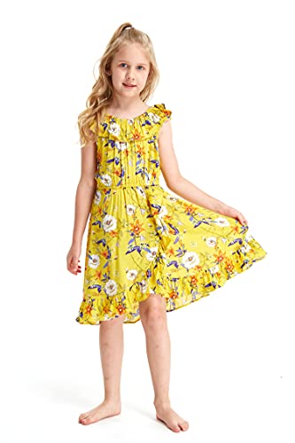 Girl Ruffle Wrap Hawaiian Luau Dress In Popply Garden Yellow Size 2 #TOP5