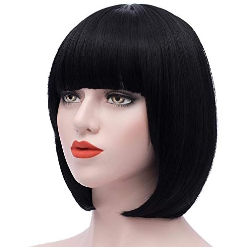 LUSH LOCKS® Short Bob Wigs for Women /Girls Wig Natural looking real hair type synthetic hair
