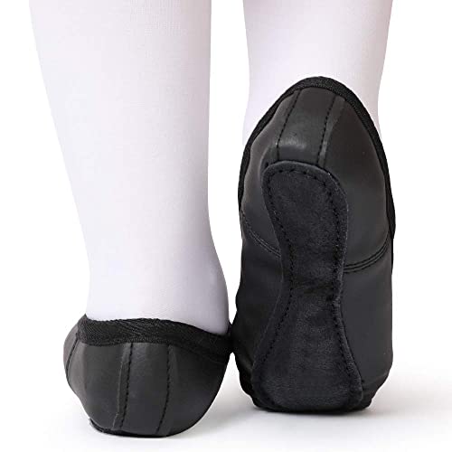 Image of Toddler Ballet Shoes for Girls Baby Ballet Slippers Leather Ballerina Flats | Full Sole Kids Dance Shoes