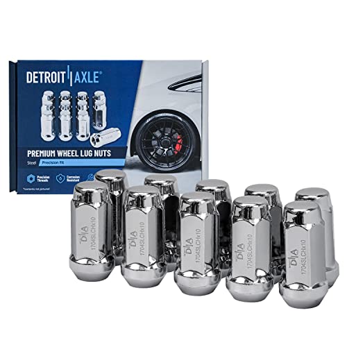 Image of Detroit Axle - Front Drilled & Slotted Brake Rotors Wheel Bearing Hubs + | 10pc Wheel Lug Nuts Replacement for Ford Taurus Explorer Flex Lincoln MKS MKT - 14pc Set
