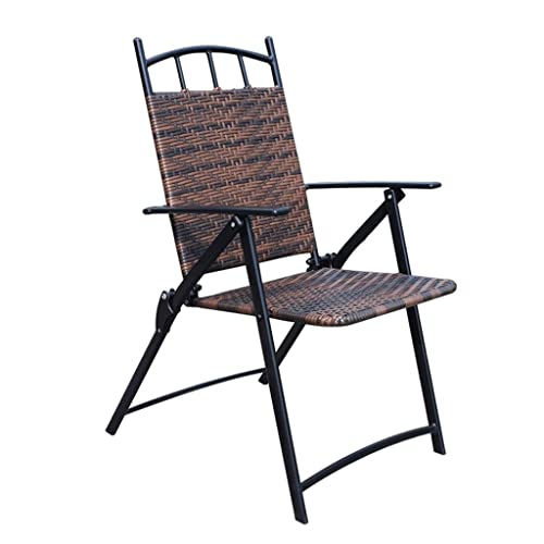 Silla de mimbre plegable de ratán color negro para exteriores, informal, para balcón, jardín
