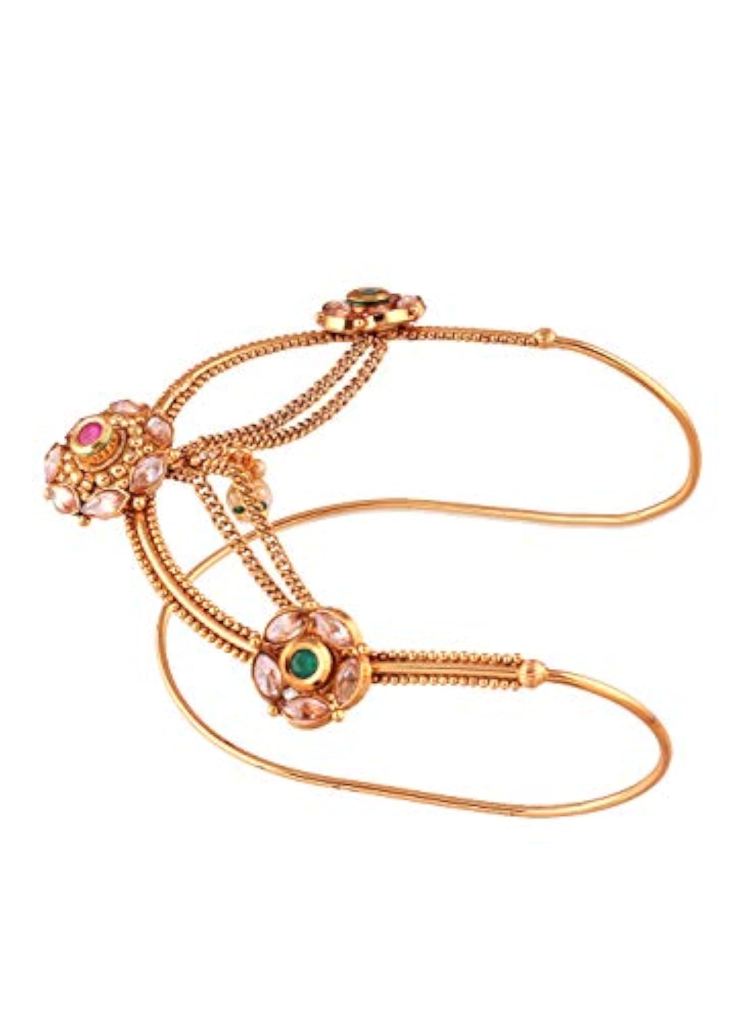 Gold Plated Kundan Embedded Ruby Emerald Armlet for Women