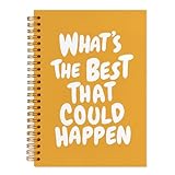 Cquwb What's the Best That Could Happen Spiral Notebooks,Inspirational Journaling Notebook, Positive Quote Journals for Writing,Trendy Yellow Motivational Notebook for Note Taking, 5.5x8.3 Inch