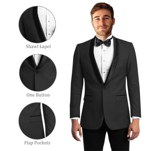 Men's Tuxedo Suit Slim Fit 2 Piece Formal Wedding Prom Suits One Button Blazer Jacket Pants Set3