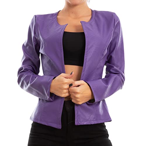 Veste courte en simili-cuir aubergine Toocool MS-5919 pour femme en taille S