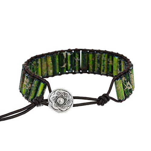 Image of Plumiss Women Boho Handmade Natural Stone Crystal Leather Bead Wrap Bracelets Collection