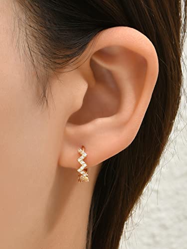 Small Gold Huggie Hoop Earrings Set for Women, Hypoallergenic Twisted Cartilage Hoops Lightweight, Tiny Diamond Hoop Earrings Jewelry for Multiple Piercing4