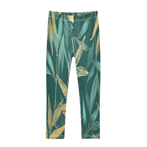 Bolaz Toddler Girls Leggings Printed Yoga Pants Leggings Yellow Blue Leaves for Kids