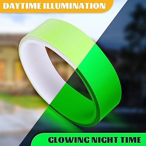 Image of Whaline 6 Roll Glow in The Dark Tape Green Luminous Sticker Glow Warning Tape Waterproof Highlighting Rechargeable Fluorescent Tape Safety Egress Markers for Stair Treads Walls Stage Exit Sign, 59Ft