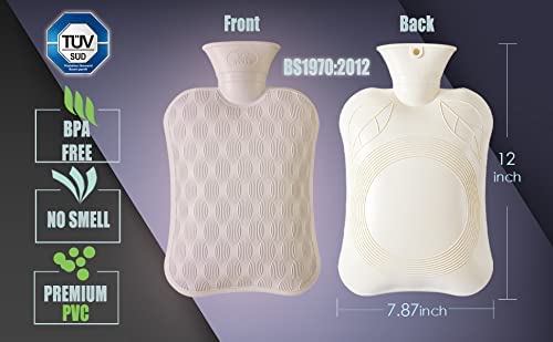 BYXAS Wärmflasche – PVC 2,0 L Wärmflasche Wärmbeutel mit Abdeckung, Schmerzen lindern Schmerzlinderung Hot Therapy Handwärmer Beheiztes Pad - Image 3