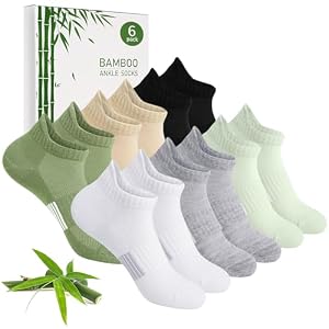 Blu Ninfee Bambus Sneaker Socken Damen 39-42, Kurze Sportsocken 6Paar