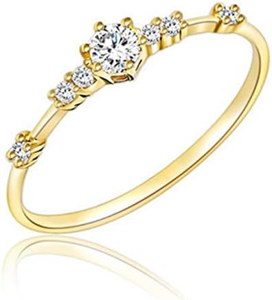 4mm 14K Gold Plated CZ Wedding Bands for Women Dainty Love Heart Stackable Cubic Zirconia Half Eternity Engagement Rings for Her Wedding Eternity Band Trendy Simple Baguette Ring Size 8