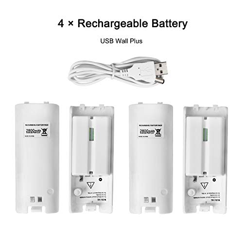 4 Ports Charging Station for Wii Remotes, TechKen Controller Charger Dock Station with 4 Bonus