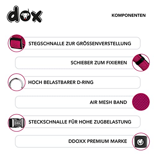DDOXX Airmesh Hundehalsband - Stabiles und Verstellbares Welpenhalsband für alle Größen - M (Pink)