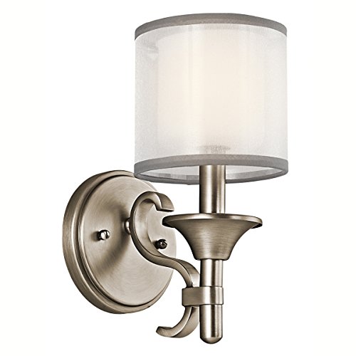 Best Cyber Monday 🔥 Kichler 45281AP Lacey Wall Sconce 1-Light, Antique Pewter
