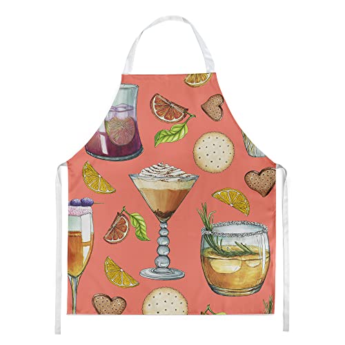 Tablier de cuisine imprimé saumon aux finitions soignées et graphisme multicolore durable