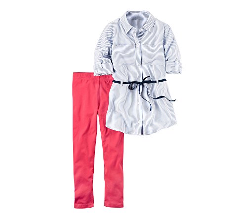 Ensemble 2 pièces Carter's pour fille de 4 à 8 ans avec tunique rayée bleu rouge et legging