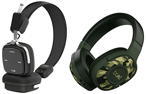 Image of boAt Rockerz 600 Wireless Bluetooth On Ear Headphones with Mic & Rockerz 550 Over Ear Bluetooth Headphones with Upto 20 Hours Playback, Soft Padded Ear Cushions and Physical Noise Isolation