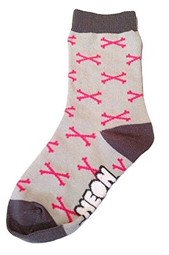 Cross Bones Girls Socks, Grey/Pink Sock Size 4-6