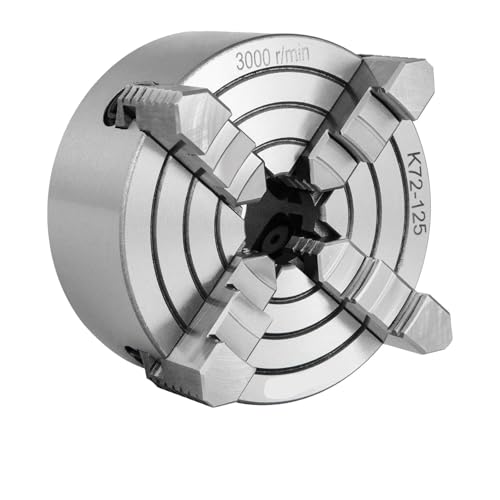 CIJIAOPOYU Mandril de Torno de 4 mordazas K72-125 125 mm/K72-100 100 mm Mandril de Torno de Metal de mandíbula Reversible Independiente Accesorios de máquina de torneado(K72-100 100mm)