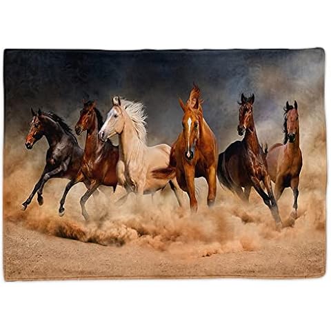YASHASHII - Cuddly blanket flannel fleece blanket 3D galloping horse animal blanket 150 x 180 cm sofa blanket couch blanket bed throw fluffy soft and warm sofa throw blanket Cover