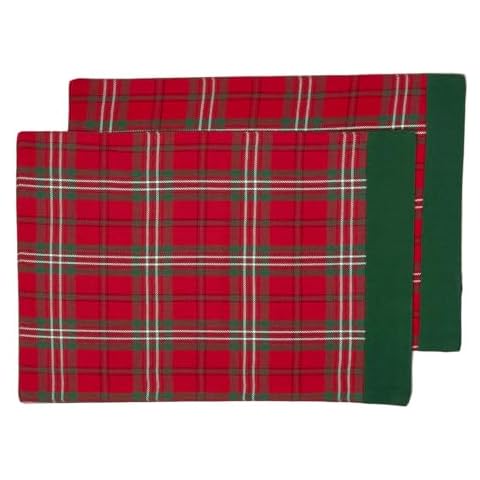 HOMESCAPES Christmas Tartan Placemats Set Cover