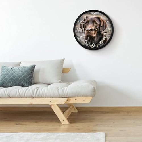 Horloge murale silencieuse à piles design Labrador marron pour salon