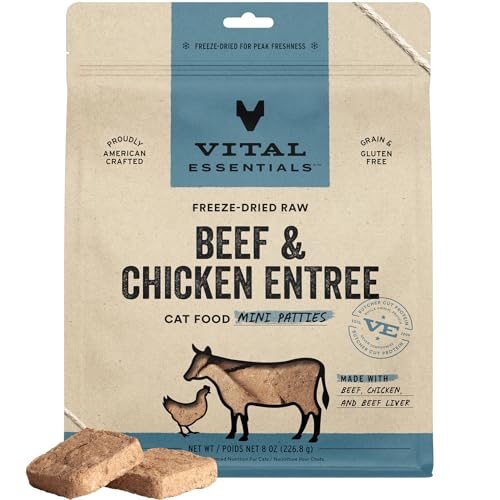 Vital Essentials Freeze Dried Cat Food, Raw Beef & Chicken
