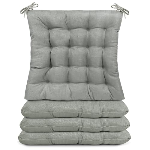 TIENDA EURASIA - Cojines para Sillas, Pack de 4 Unidades, Medida 40 x 40 x 5 cm, Cojín de Asiento de Relleno de Fibra Acolchada, Colores Pastel, Ideal para Cocinas, Comedores, Terrazas (Gris)