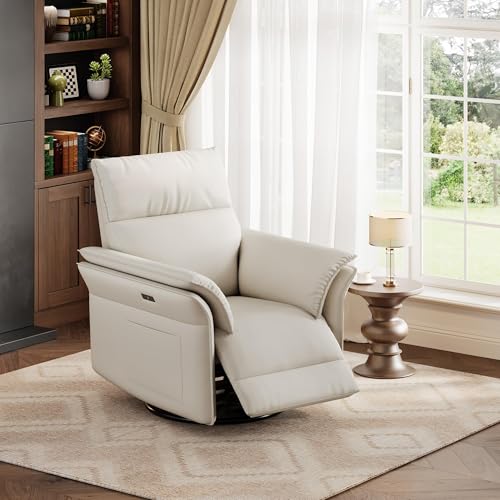 Sillón reclinable giratorio ergonómico blanco miniatura 2
