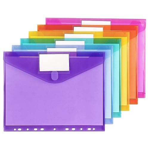 Tamaki 6 Pack Binder Pocket Folders, Binder Folders with Pockets for School Supplies, Letter Size, 11 Holes, Colorful