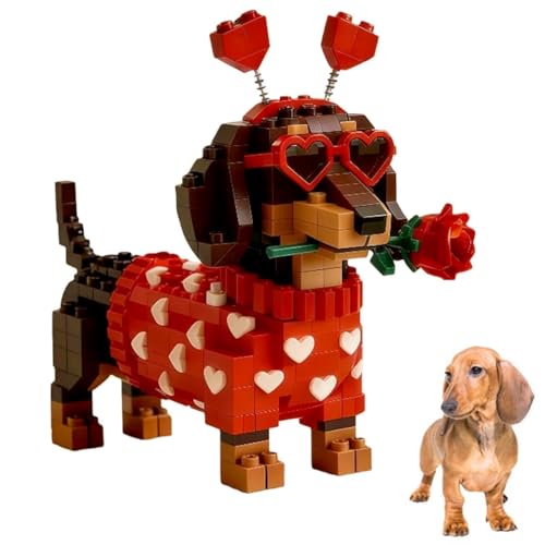 HMifjUM 2026 Exclusive Dachshund Brick Set - DIY Dog Brick Model Gift for Dog Lovers & Adults,3D Dachshund Building Block Set for Valentine's Day,Fun Desktop Assembly Decorations (1PC)
