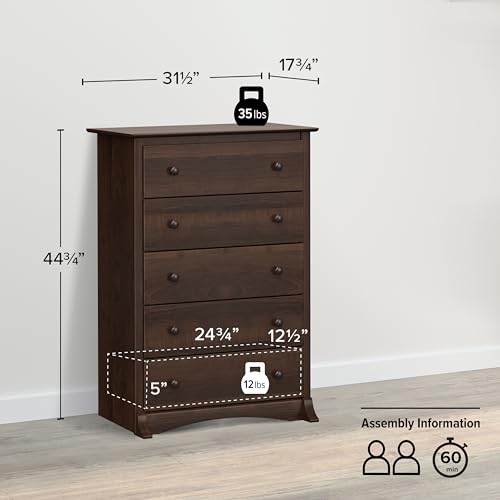 image for Prepac Fremont Superior 5-Drawer Chest for Bedroom - Spacious and Styl