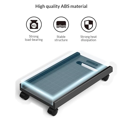 Soporte móvil para CPU ajustable con 4 ruedas giratorias, material ABS, accesorio para escritorio y oficina en casa miniatura 4