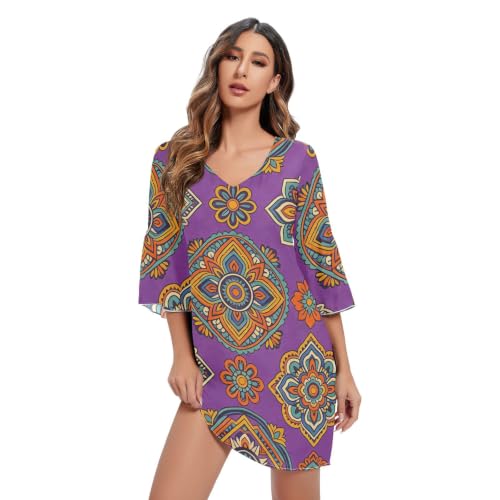 Robe décontractée en mousseline violette fluide et anti-transpiration