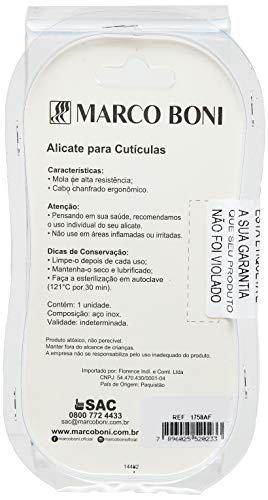 Alicate para Cutícula, Afiação Profissional, Cabo com Ondas, Aço Inox, 1758AF, Marco Boni, 1 Unidade