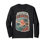 Photo Gallery retro aloha hawaii onda tramonto palma ibisco fiore maglia a manica Photo Gallery retro aloha hawaii onda tramonto palma ibisco fiore maglia a manica