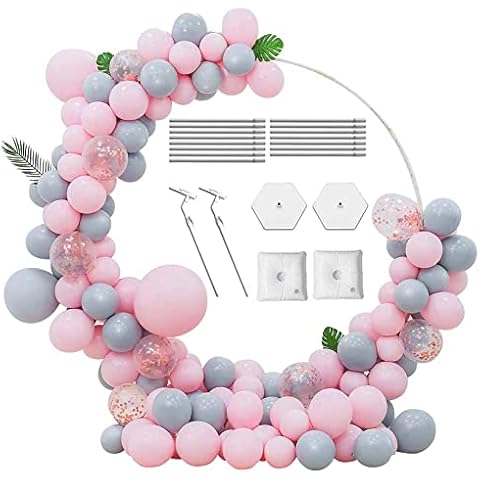 Round Balloon Arch Kit with Stand Base, 2m Large Balloon Garland Frame Set, Balloons Decorative Ring for Christmas Halloween Birthday Wedding Baby Shower Hen Party Background Decoration (78.7inch) Cover
