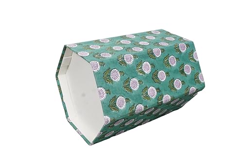 Image of Generic 3.3 Gallon Cotton Hand Block Printed Paper Waste Basket |Small Decorative Trash Can for Housewarming Gifts in Living Room, Bedroom, Bathroom | Eco-Friendly, Plastic-Free (1, GREEN)