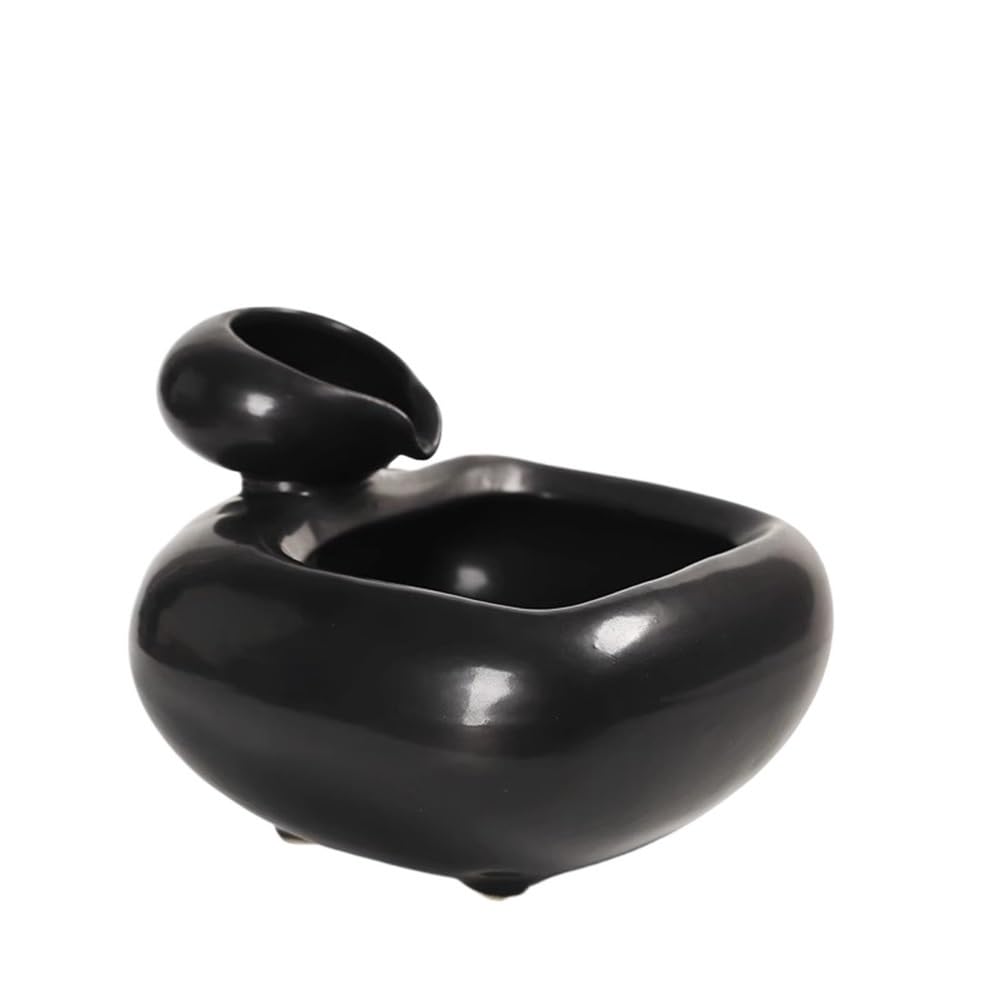 Tabletop Fountain Ceramic Flowing Water Circulation Wealth Invitation Desktop Fountain Office Decoration Tea Table Fountain Small Decoration Indoor Fountain(Black)