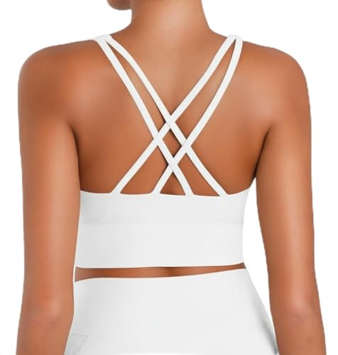 Image of Sunzel Sunzfly Sports Bra for Women, Scoop Neck Crisscross Back Padded Low Impact Bras Tops for Workout Yoga Gym