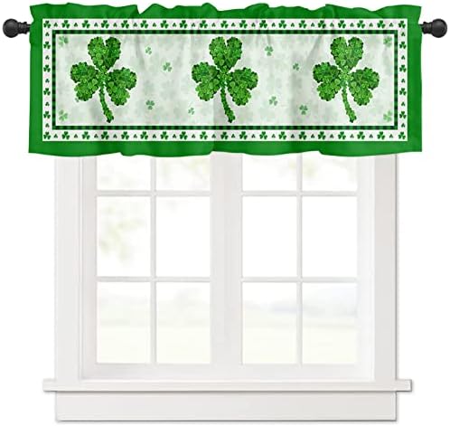 Stmmoz St. Patrick's Day Kitchen Curtain Valance for Window, Rod Pocket Window Treatments for Bathroom Bedroom Window ​Valances, 1 Panel, Window-Treatment-valances 54"x18"