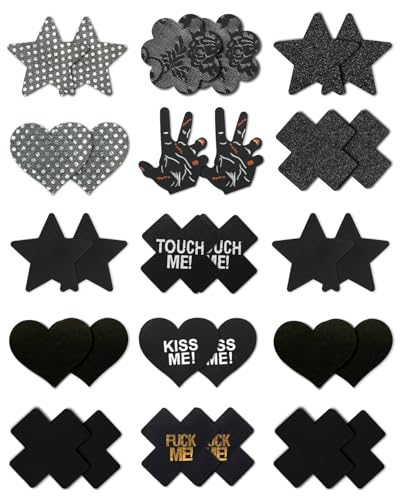 Image of CICKEE Pasties Rave Pack - 15 Pairs Nipple Covers Stickers - Disposable Sticky Breast Petals